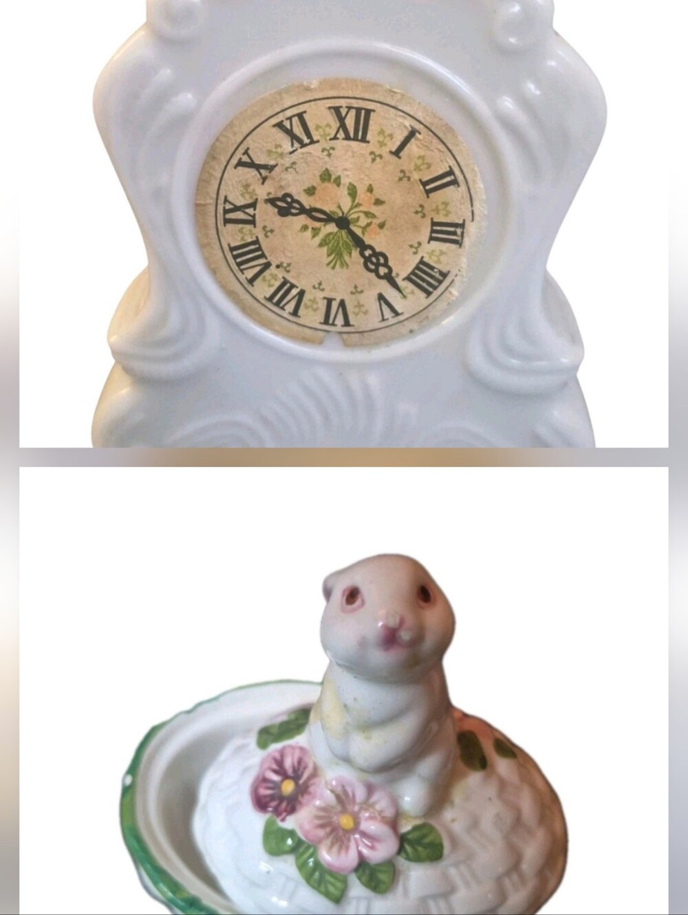 2 Vintage Avon Collectible Mantle Clock And Trinket Box